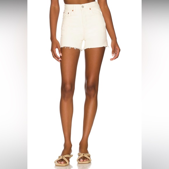 Levi's Off-White Cream Ivory 501 Cutoff Denim Jean Shorts size 26 - Picture 7 of 9